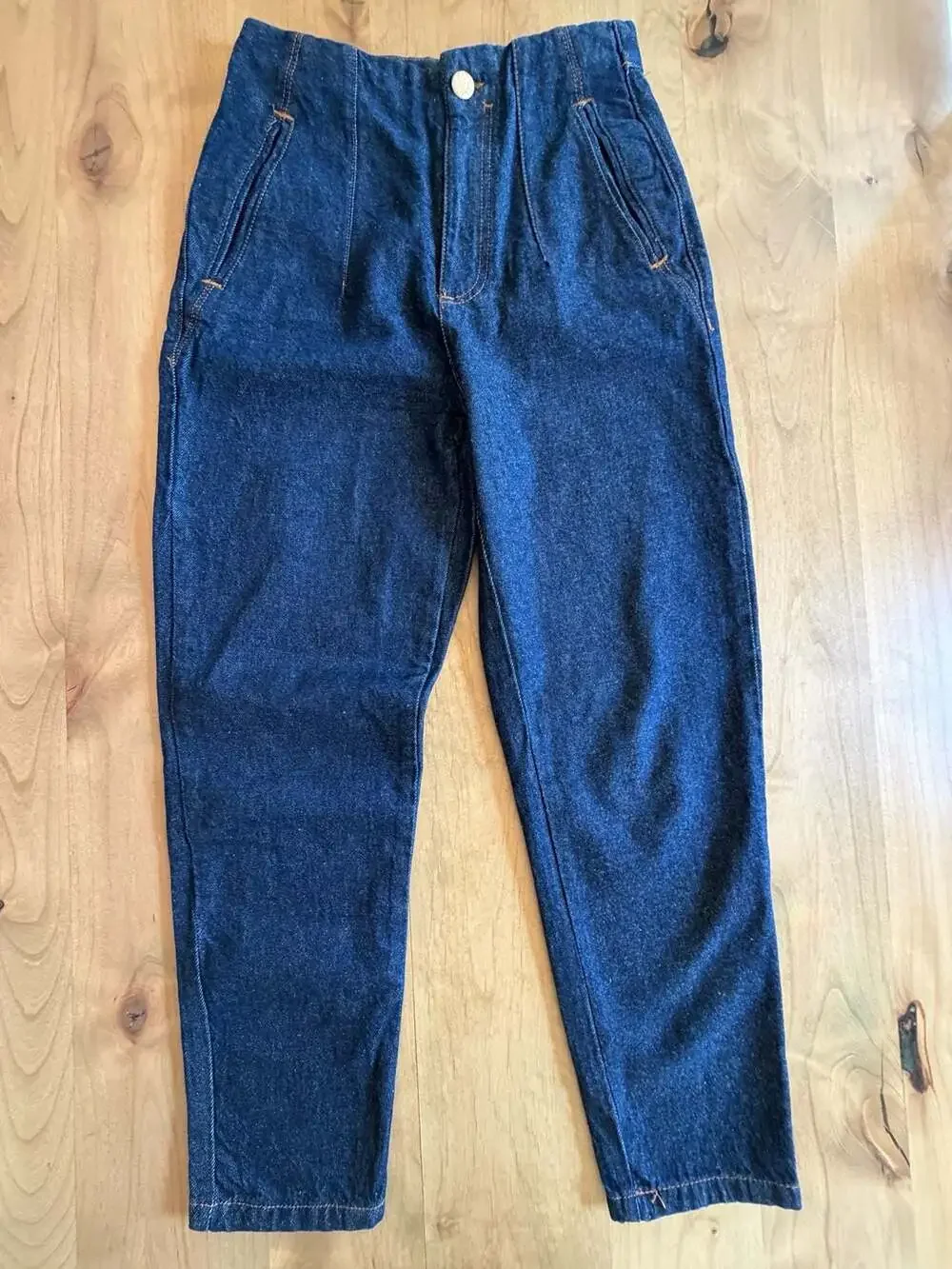 Zara Dark Wash High Rise Seamed Denim Pants M